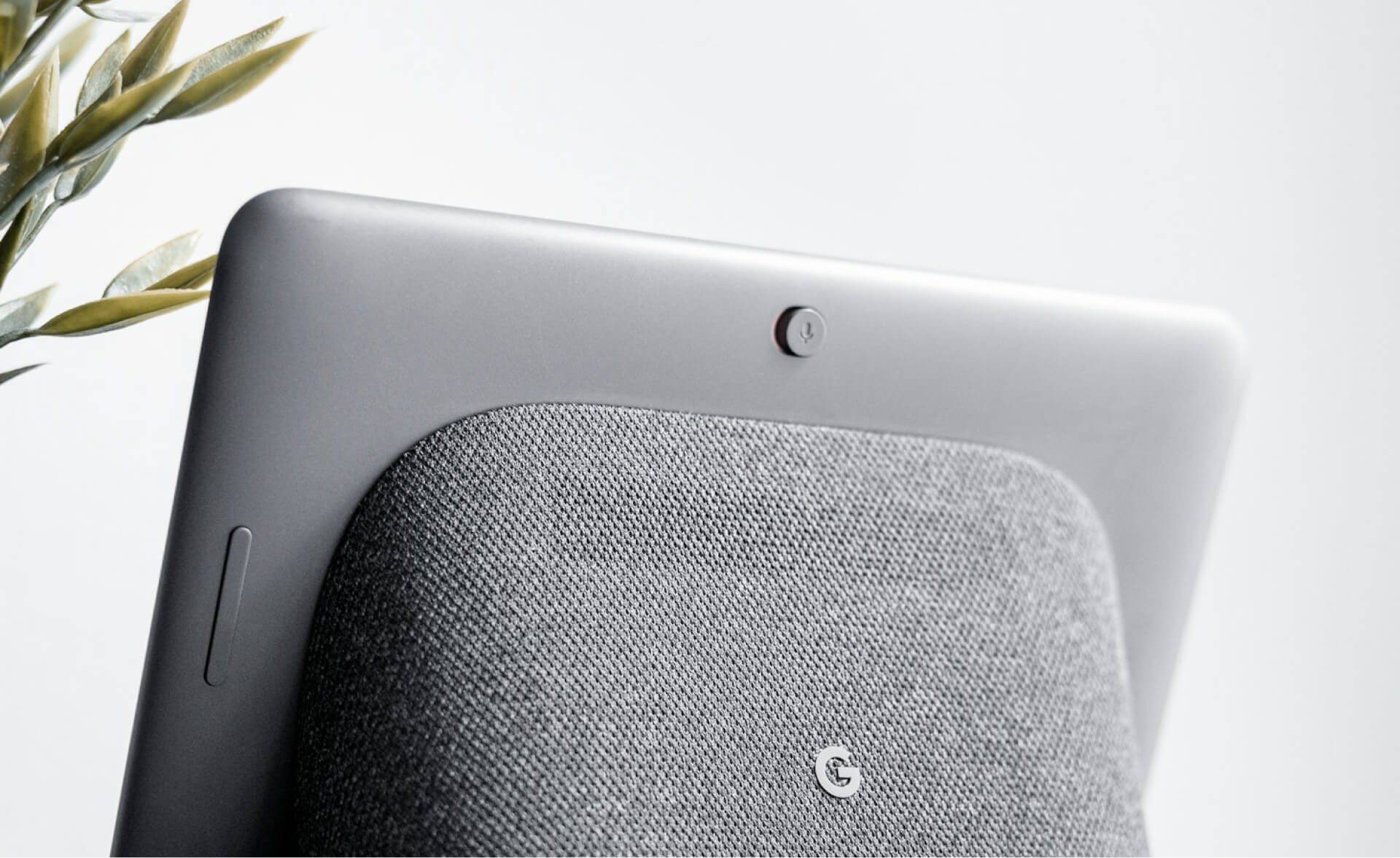 Smart speaker product render in light grey